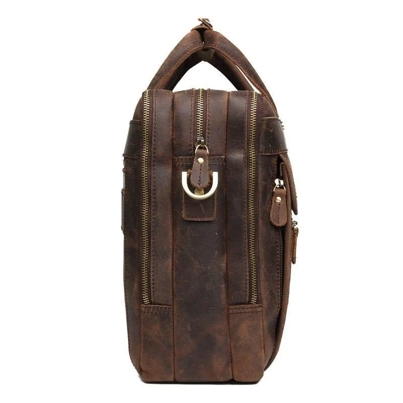 Woosir 15.6 Inches Vintage Leather Briefcase for Men