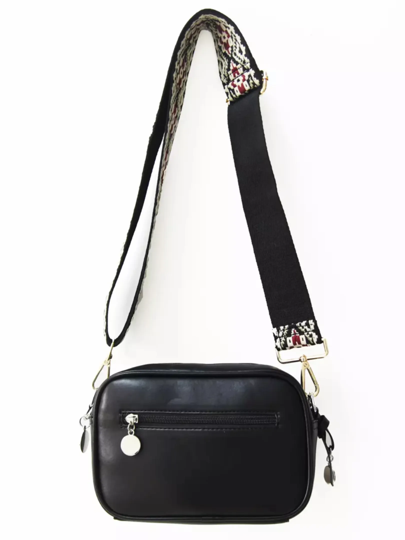Woven Small Vegan Leather Crossbody - Black or Camel