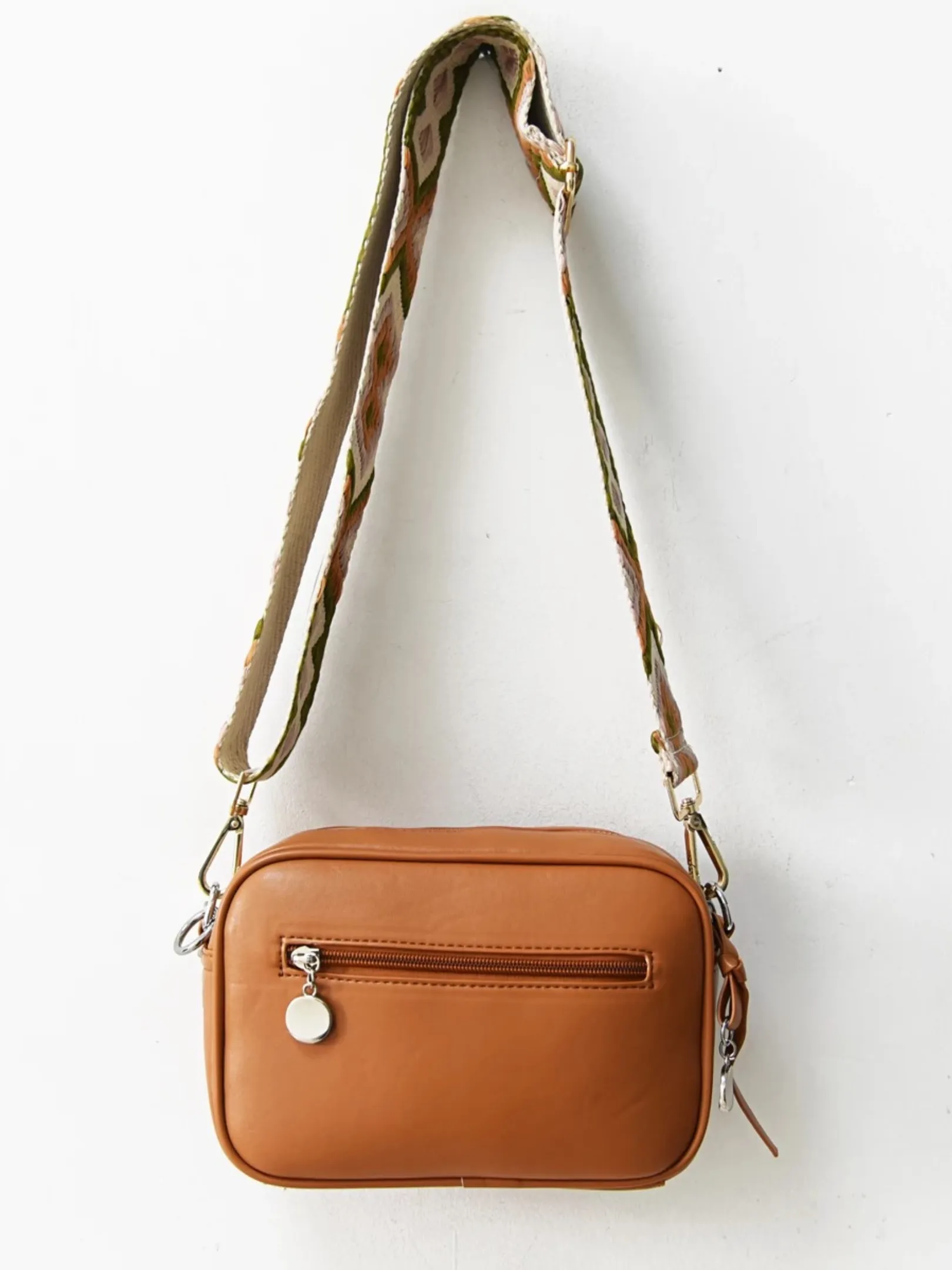 Woven Small Vegan Leather Crossbody - Black or Camel