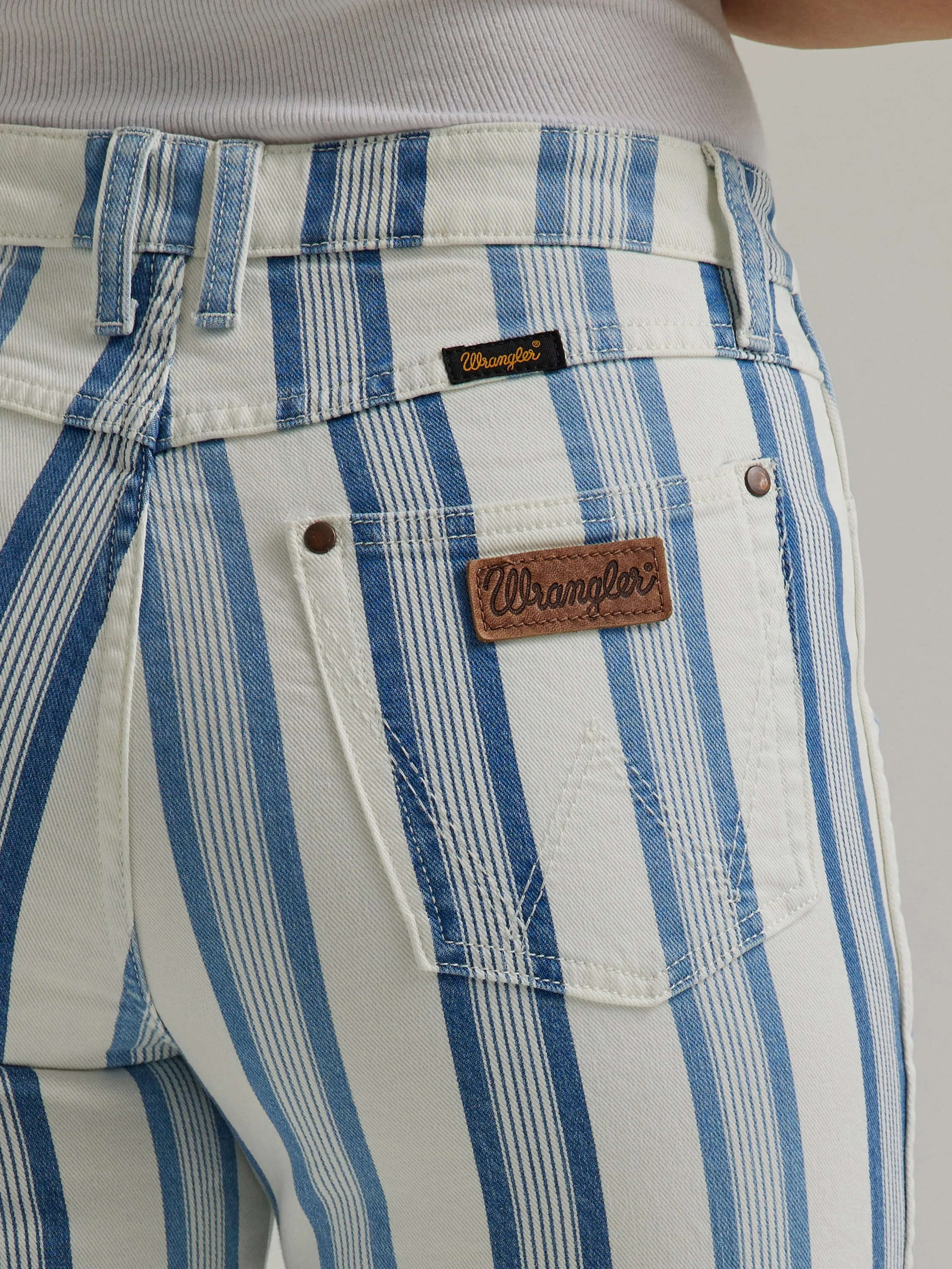 Wrangler Women's Blue Stripe Gabby Retro Bailey Flare Jean