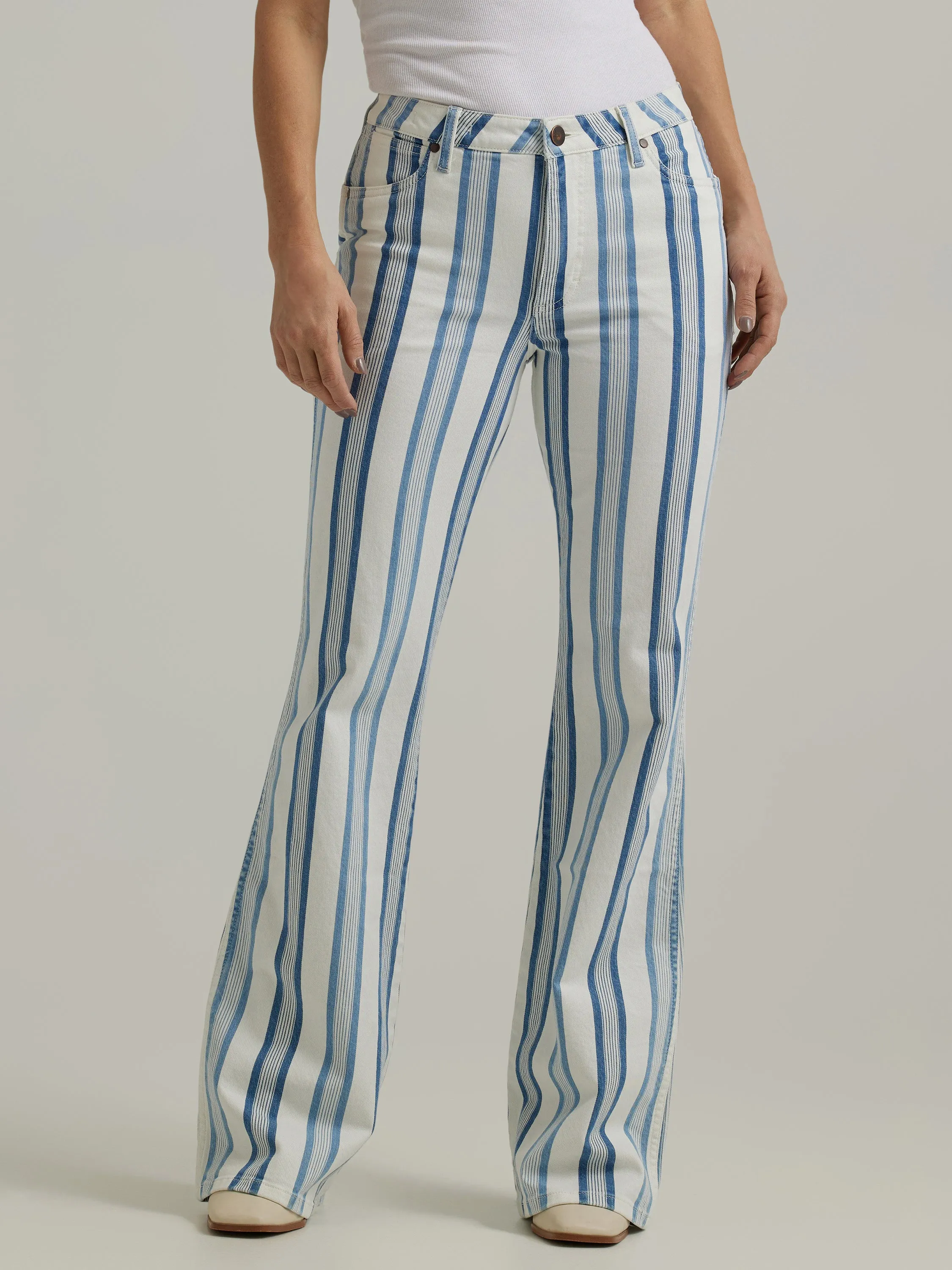 Wrangler Women's Blue Stripe Gabby Retro Bailey Flare Jean