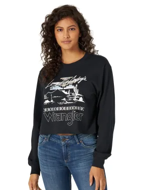 Wrangler Women's Retro Long Sleeve "Long Live Cowboys" Abstract Graphic Tee 112321702