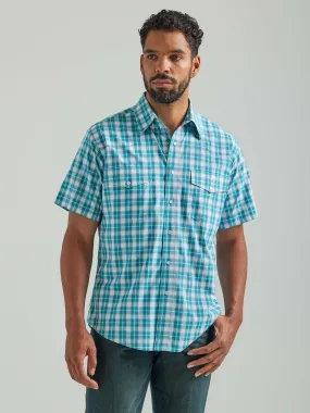 Wrangler | Wrinkle Resist Teal Plaid SS Shirt