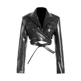 Wrap Leather Crop Top