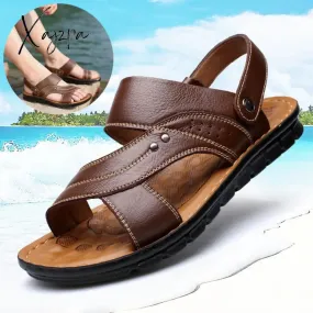 Xajzpa - 2023 summer new men's leather beach fashion casual elastic strap shoes sandals waterproof and non-slip