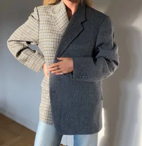 xakxx Autumn Winter Women Blazer Thick Vintage Plaid Long Wool Coat Casual Oversize Shirt Jacket Loose Warm Outwear Overcoats Female