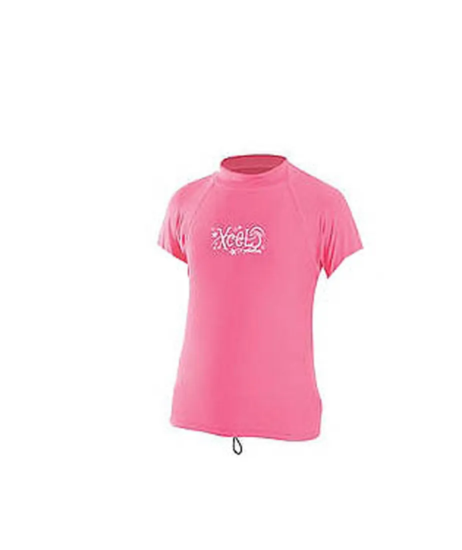 XCEL Kids Girls Short Sleeve Heavy Weight Rash Guard SPF 50 