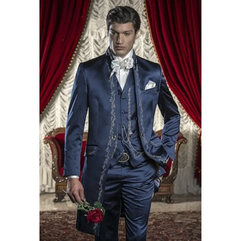xiangtuibao Custom Made Slim Fit Embroidery Tuxedos Blazer Sets Groom Wedding Men Suits Set Prom Terno Masculino Slim Fit Men Clothing