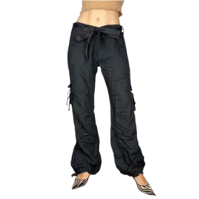 Y2K Baggy Black Cargo Pants (L)