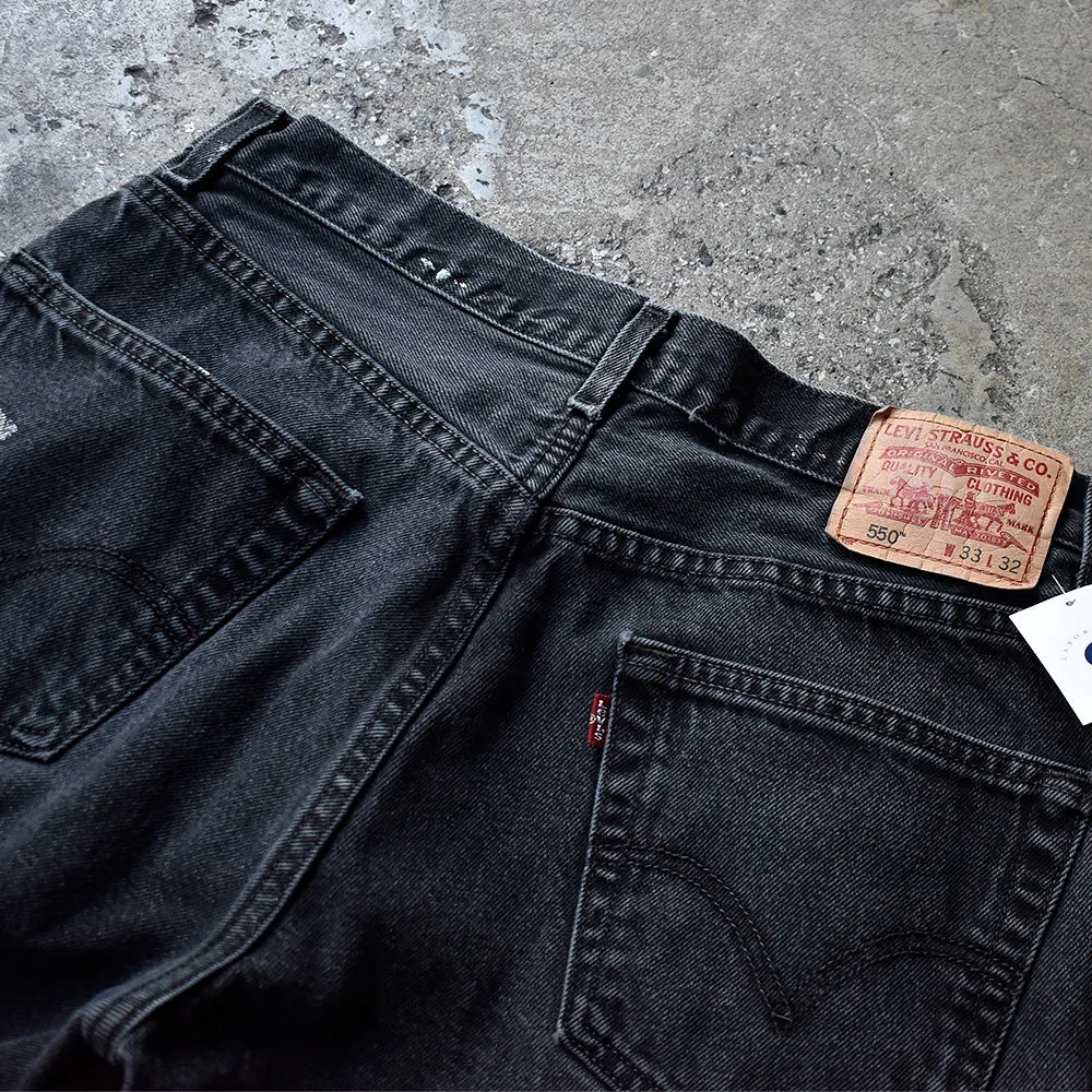 Y2K ペンキ！ Levi's 550 Relaxed Fit ブラック デニムパンツ 240425H