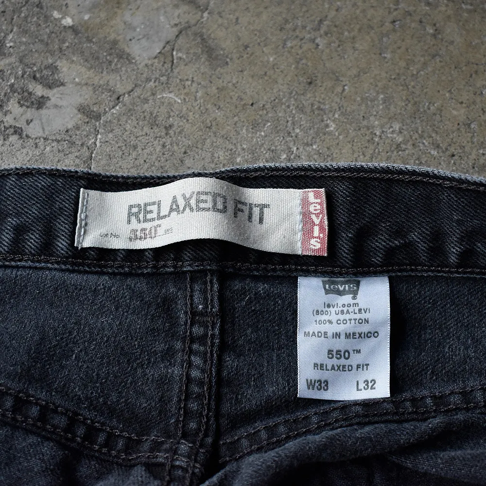 Y2K ペンキ！ Levi's 550 Relaxed Fit ブラック デニムパンツ 240425H