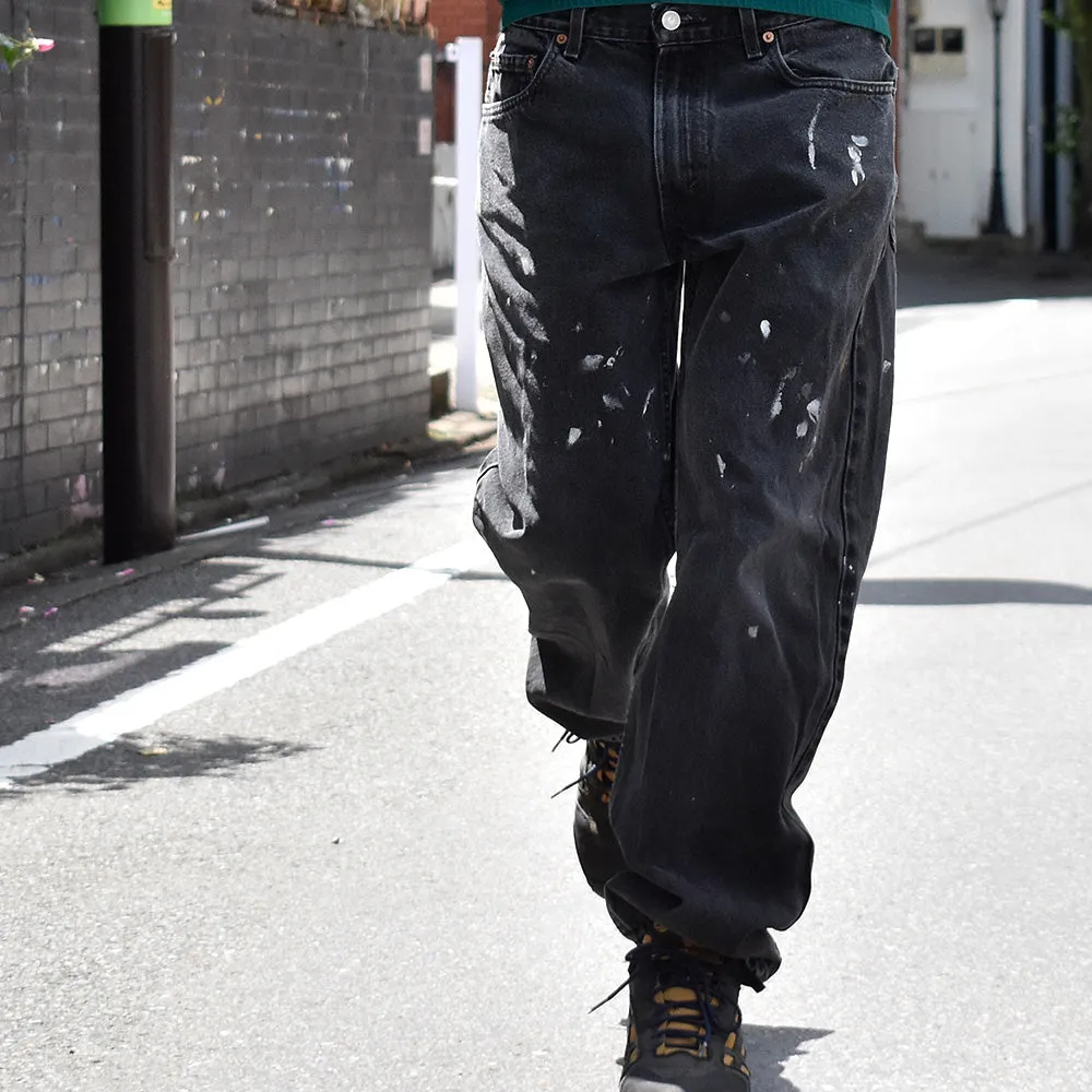 Y2K ペンキ！ Levi's 550 Relaxed Fit ブラック デニムパンツ 240425H