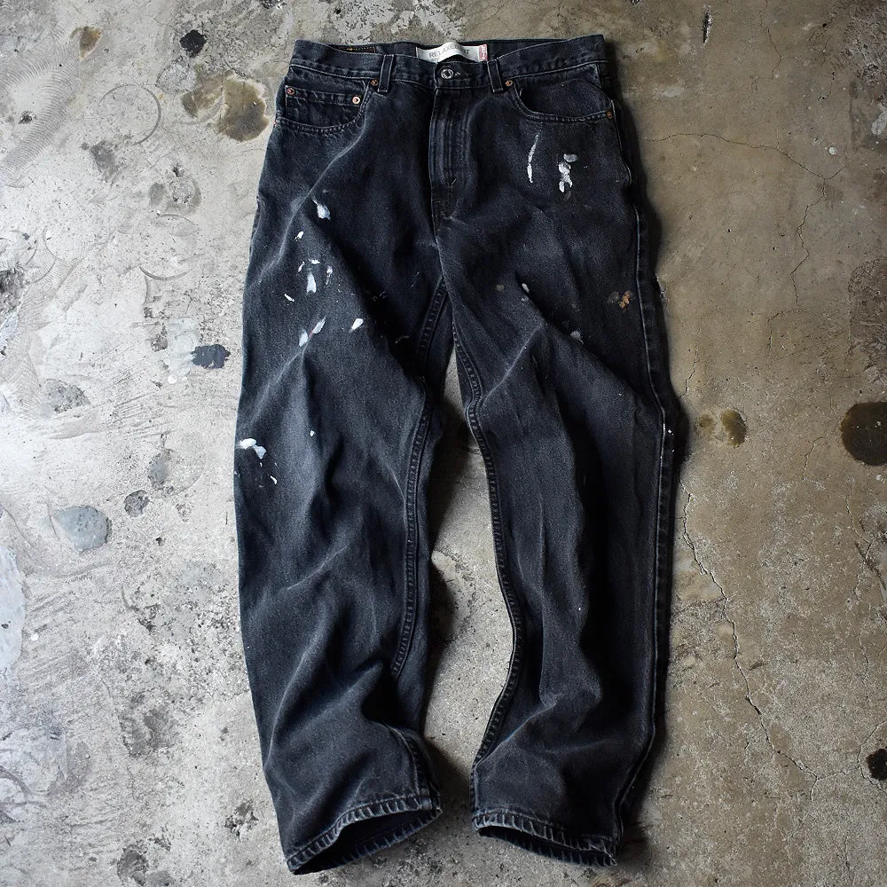 Y2K ペンキ！ Levi's 550 Relaxed Fit ブラック デニムパンツ 240425H