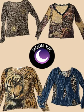 Y2k mesh tops x rare animal print mix (A-10)