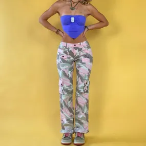 Y2k Powder Pink Camo Cargo Pants - Medium