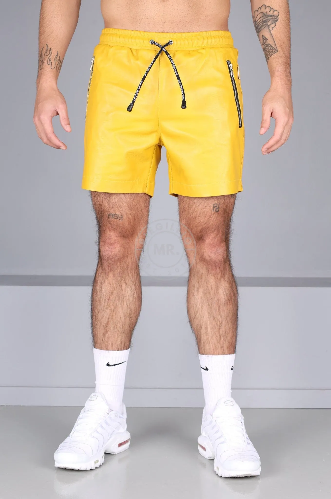 Yelllow Leather Track Short