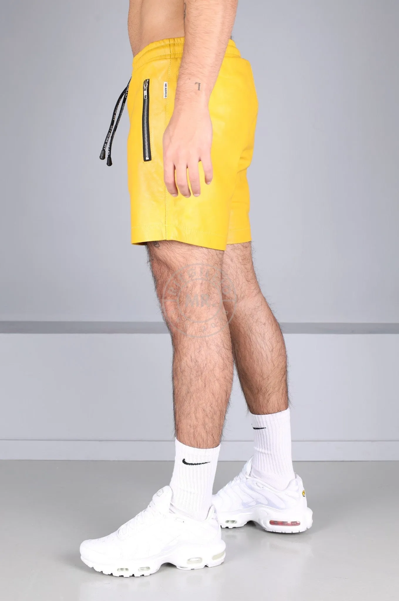 Yelllow Leather Track Short
