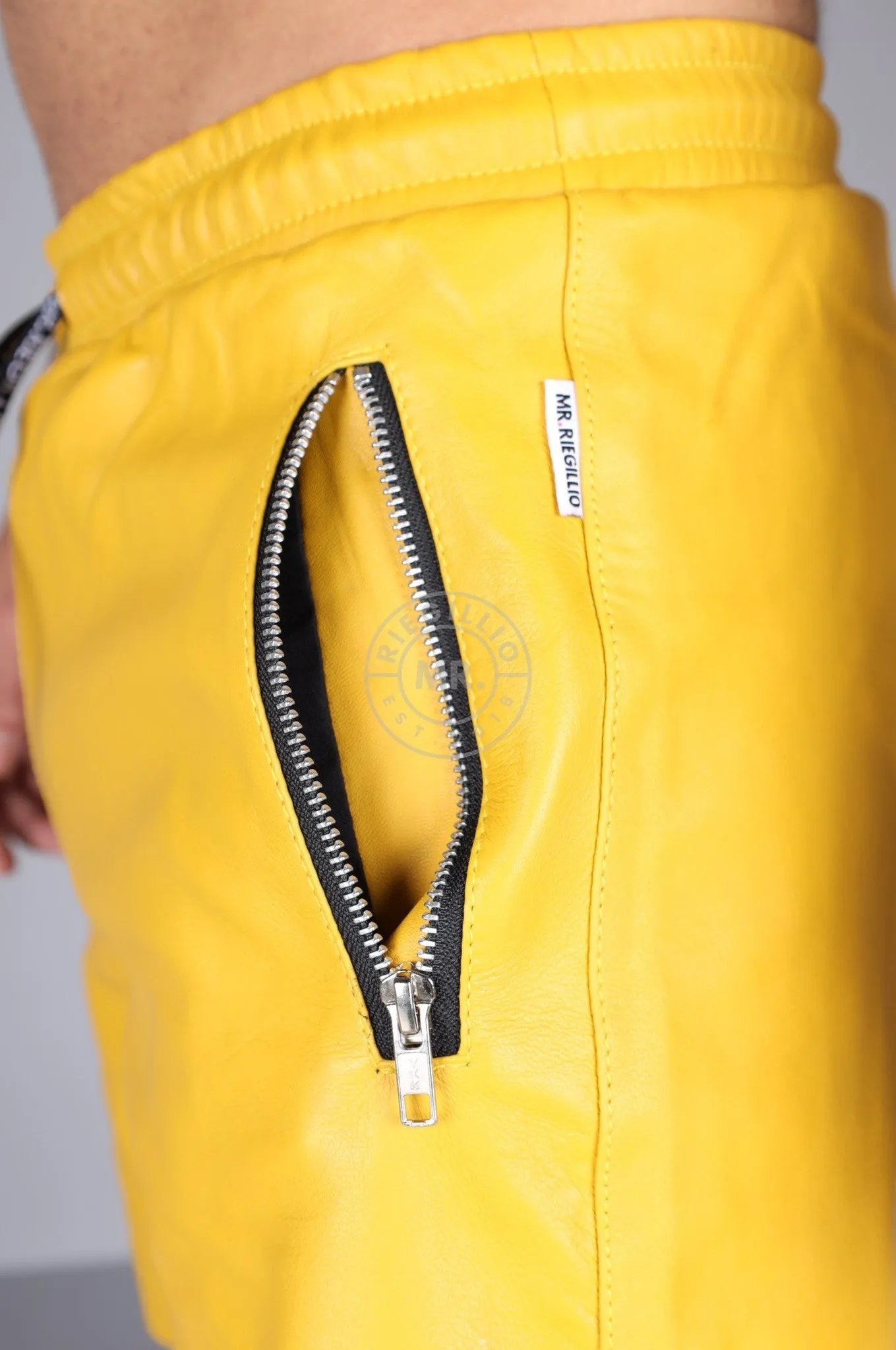Yelllow Leather Track Short
