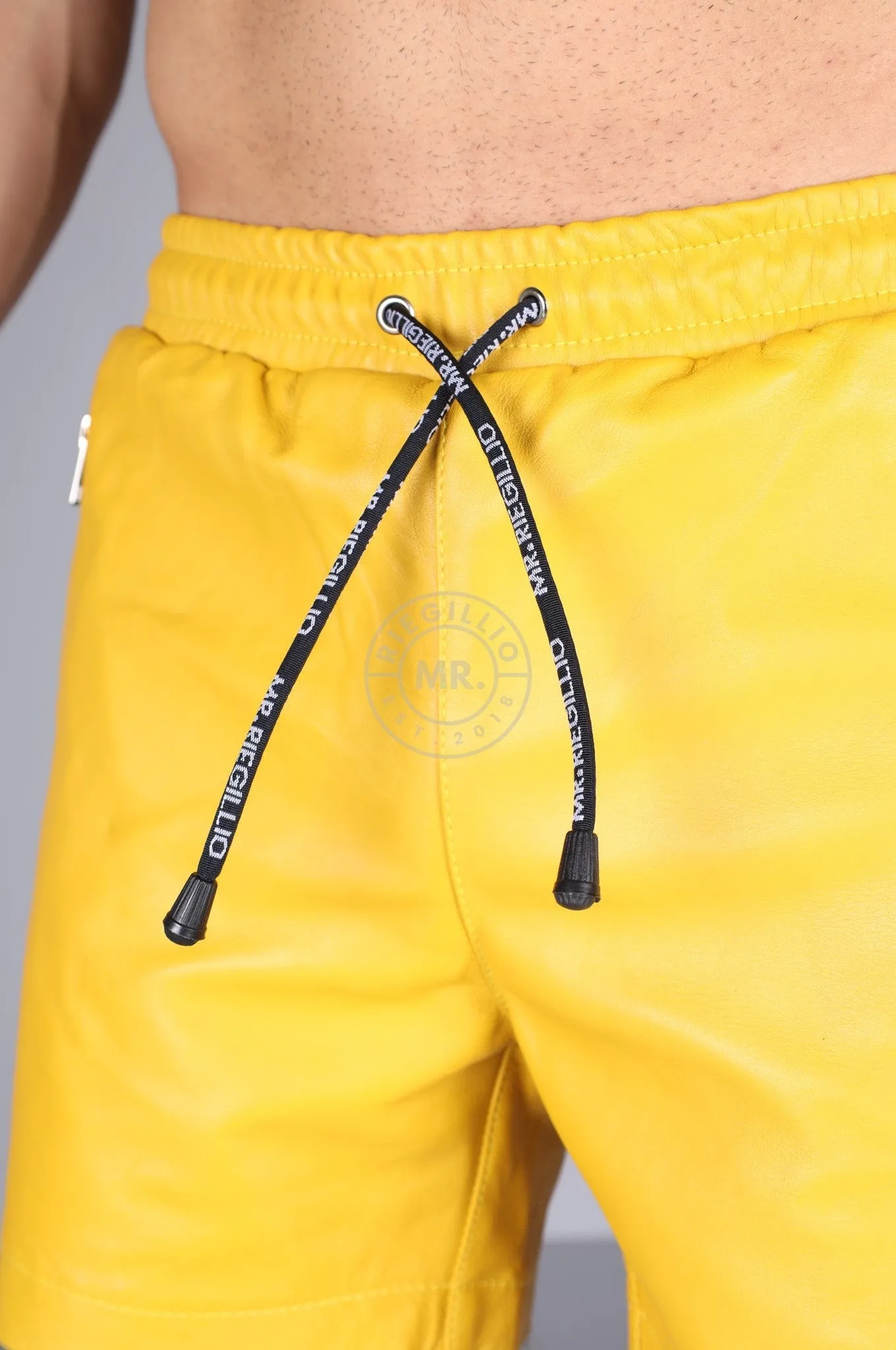 Yelllow Leather Track Short