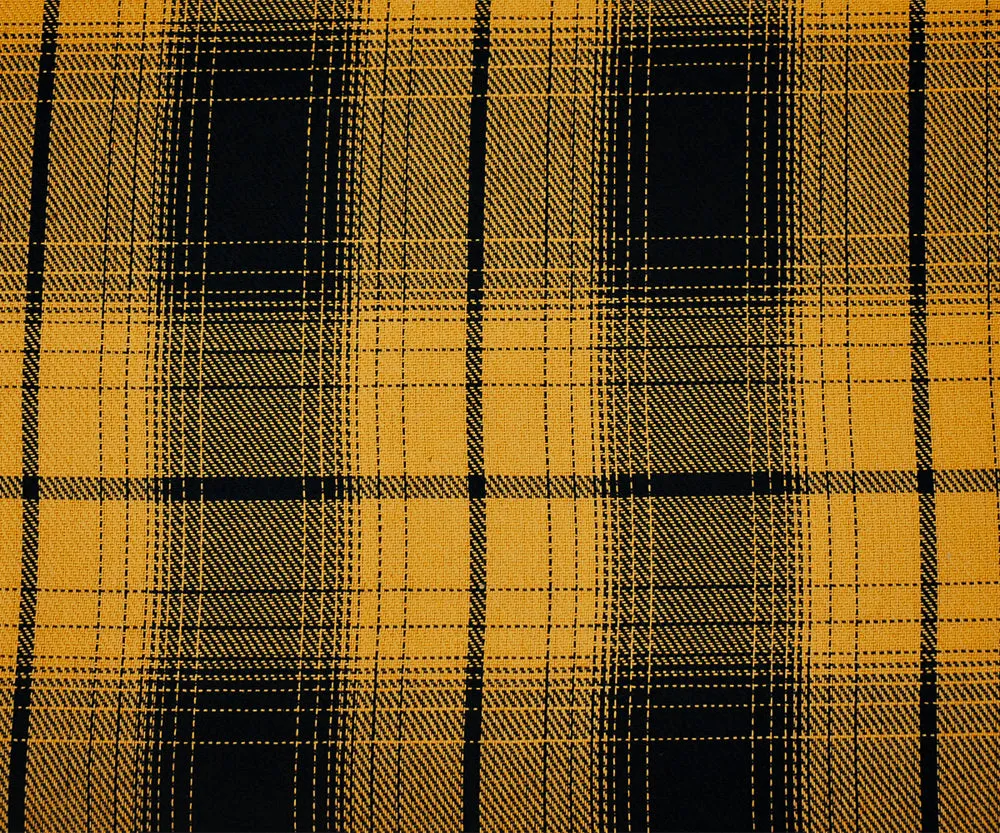 Yellow-Black Melton Poly Wool Single Sided Brushed Plaid Woven Jacketing