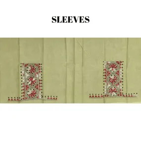 Yellow Kantha Blouse Fabric With Red, Black & White Motifs