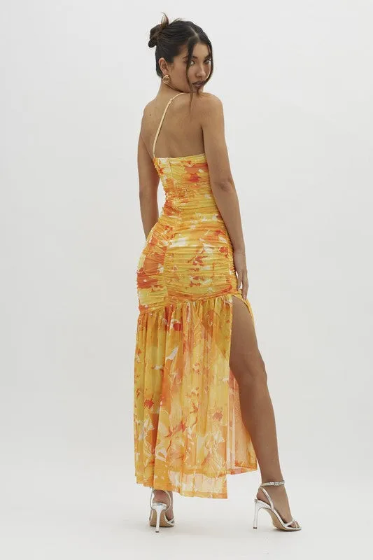 Yellow One Should Style Floral Mesh Maxi Dress
