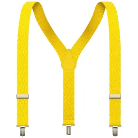 Yellow Slim Suspenders for Men & Women Boys & Girls Y-back Shape 1 inch wide