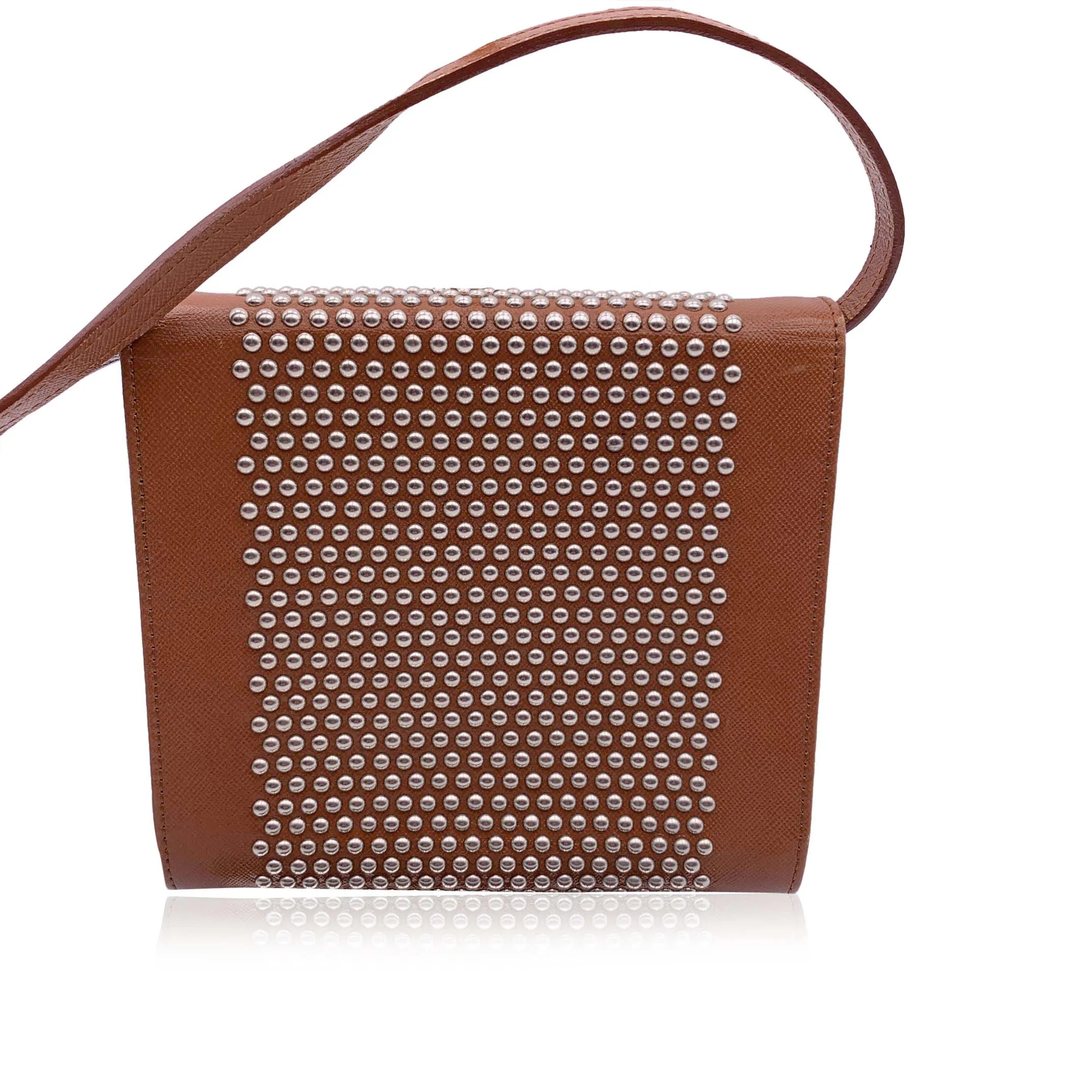 Yves Saint Laurent Vintage Tan Leather Studded Shoulder Bag