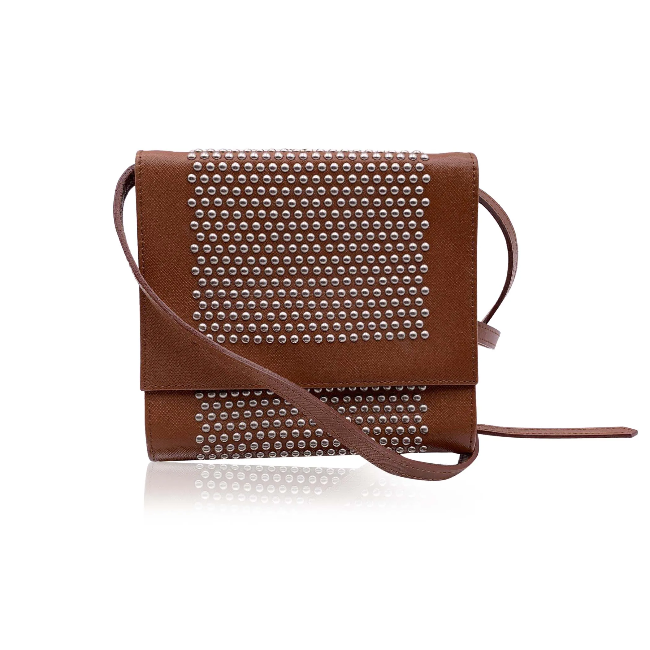 Yves Saint Laurent Vintage Tan Leather Studded Shoulder Bag