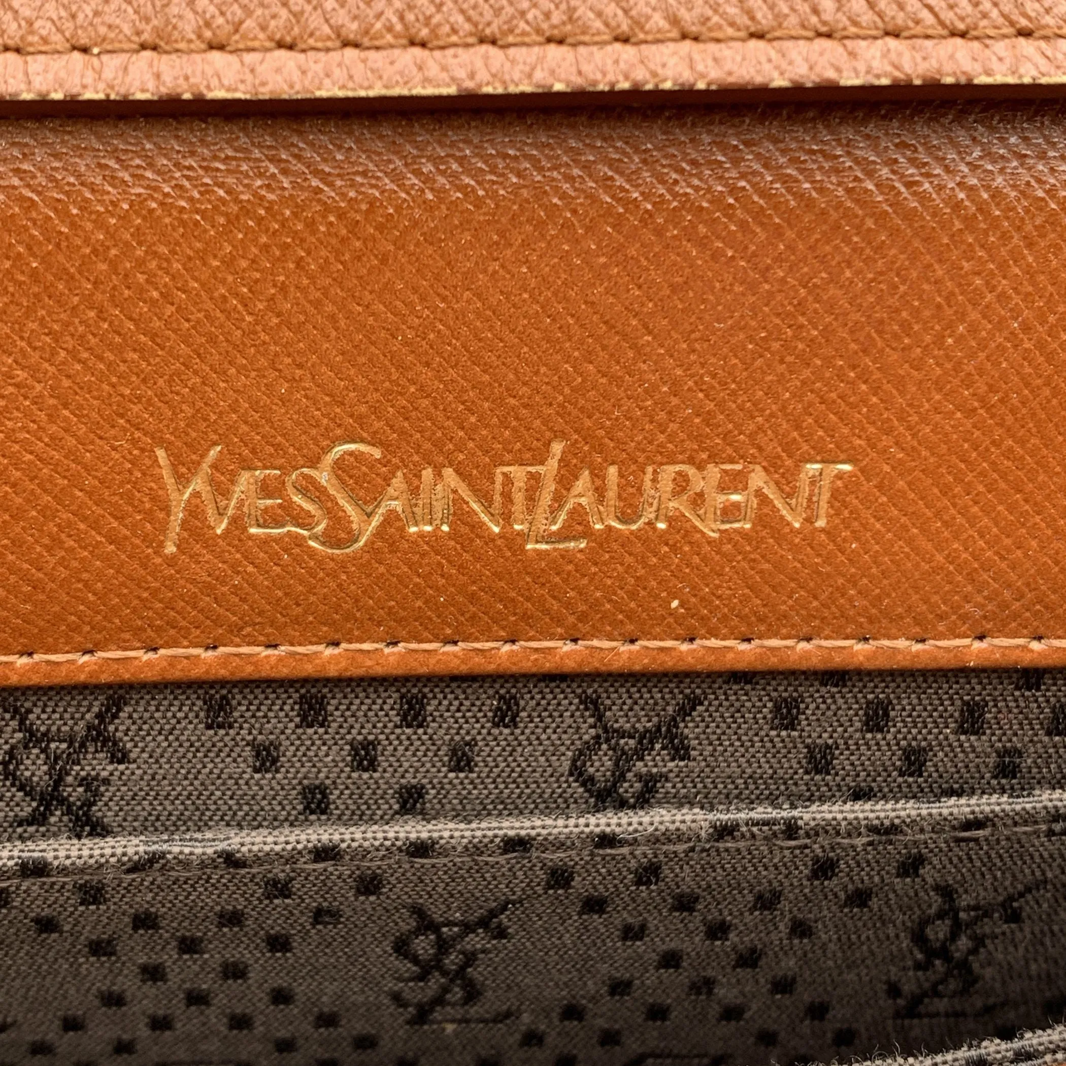 Yves Saint Laurent Vintage Tan Leather Studded Shoulder Bag