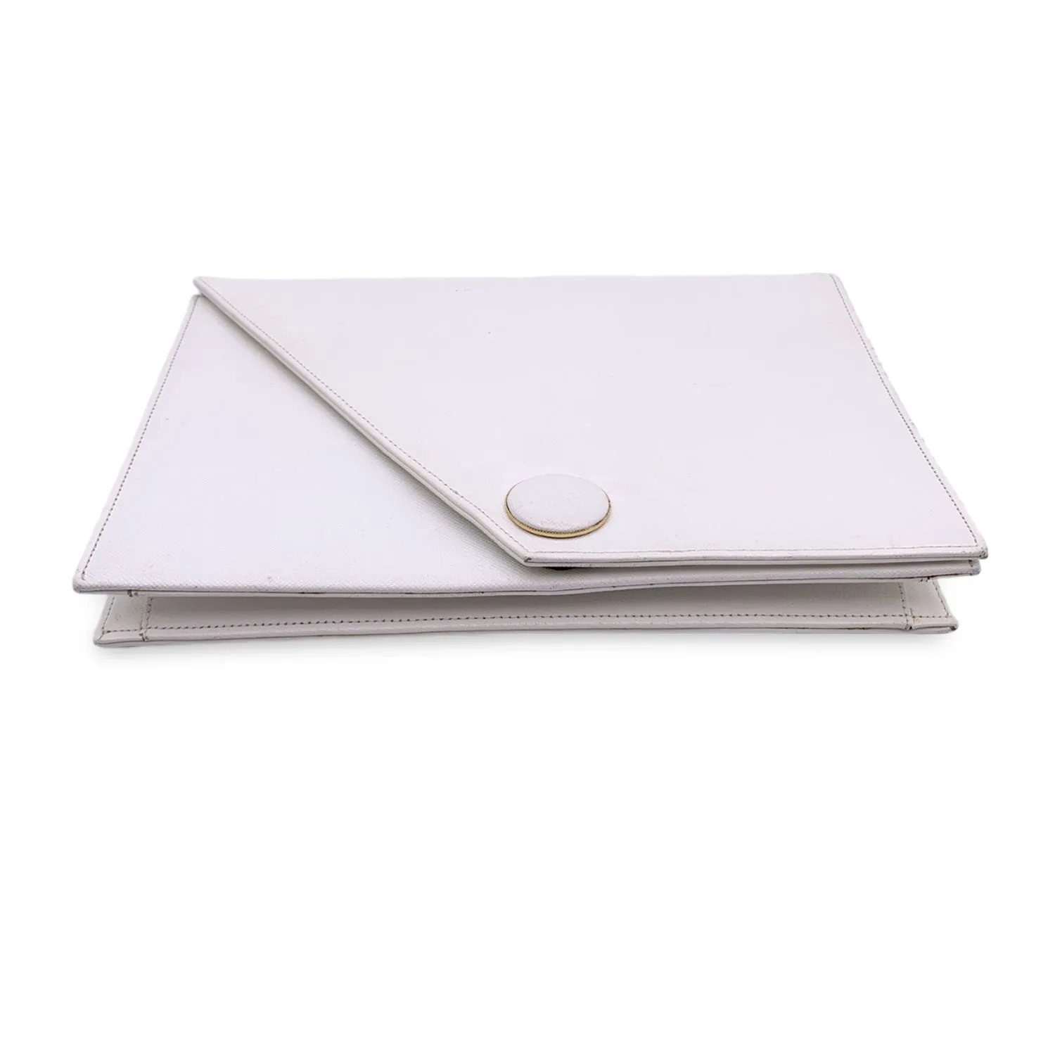 Yves Saint Laurent Vintage White Leather Handbag Clutch Bag