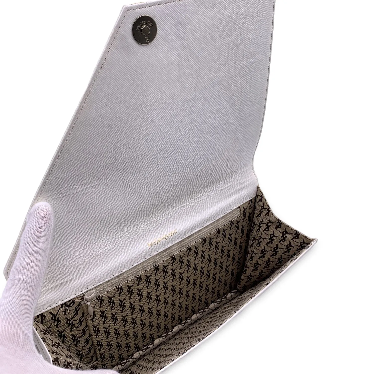 Yves Saint Laurent Vintage White Leather Handbag Clutch Bag