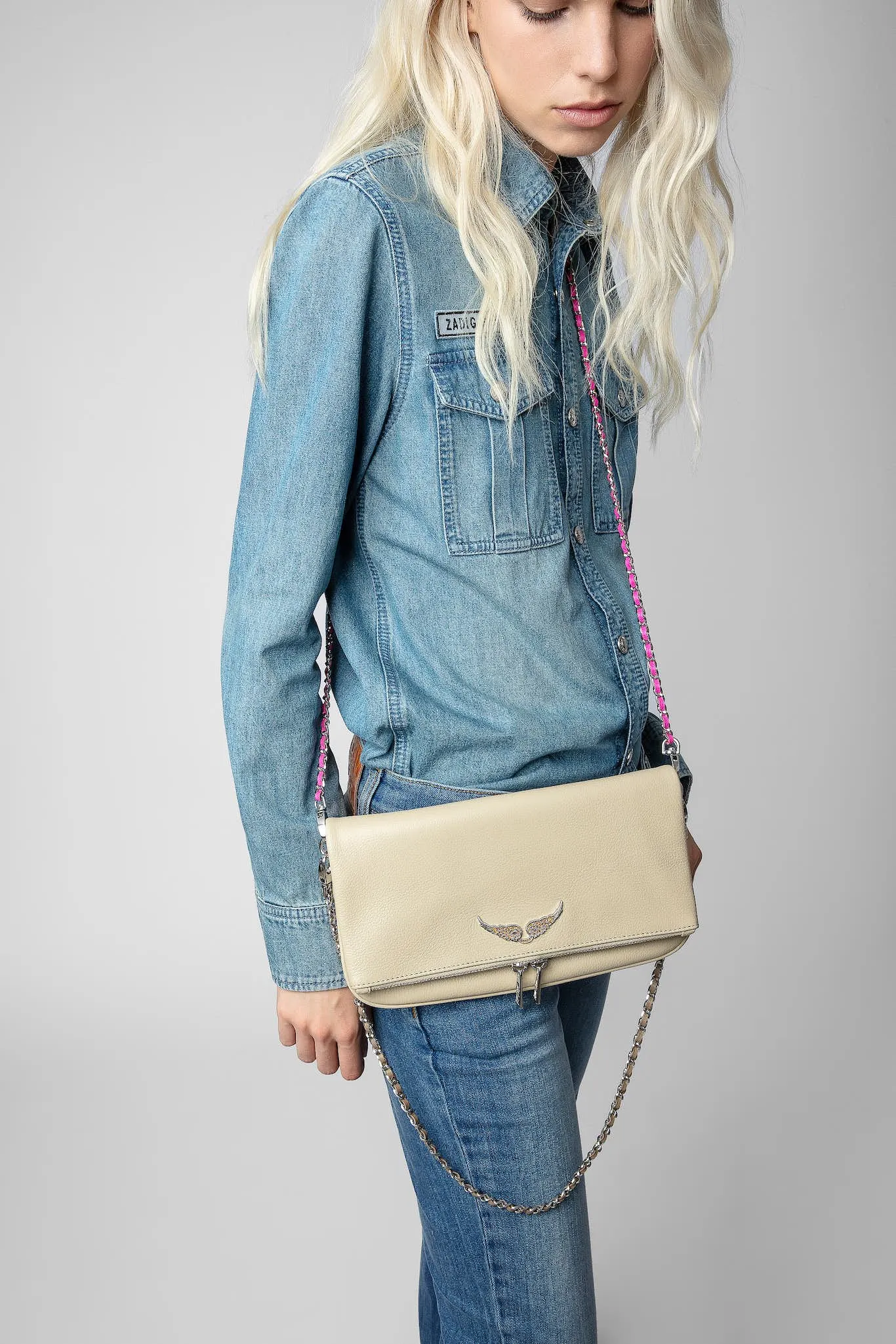 Zadig & Voltaire Rock Grained Leather Clutch Bag - Relax