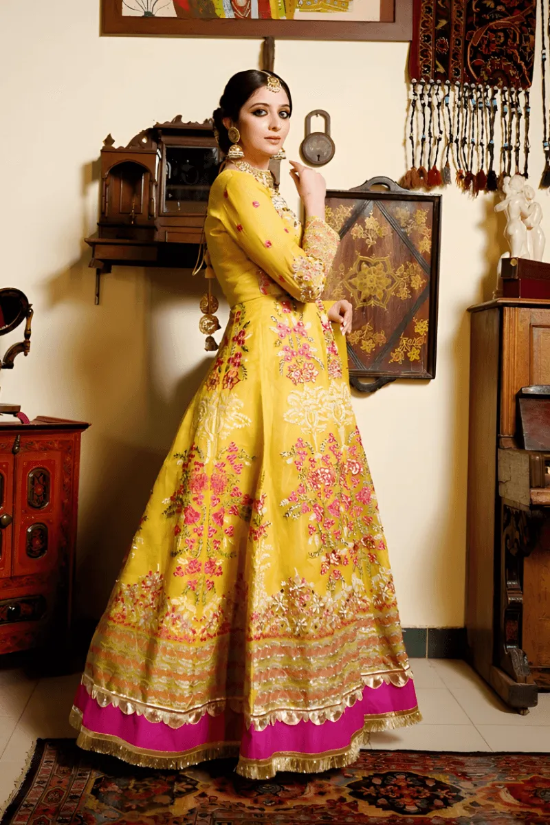 Zahra Ahmad - Eb-142 - Yellow - Organza - 2 Piece