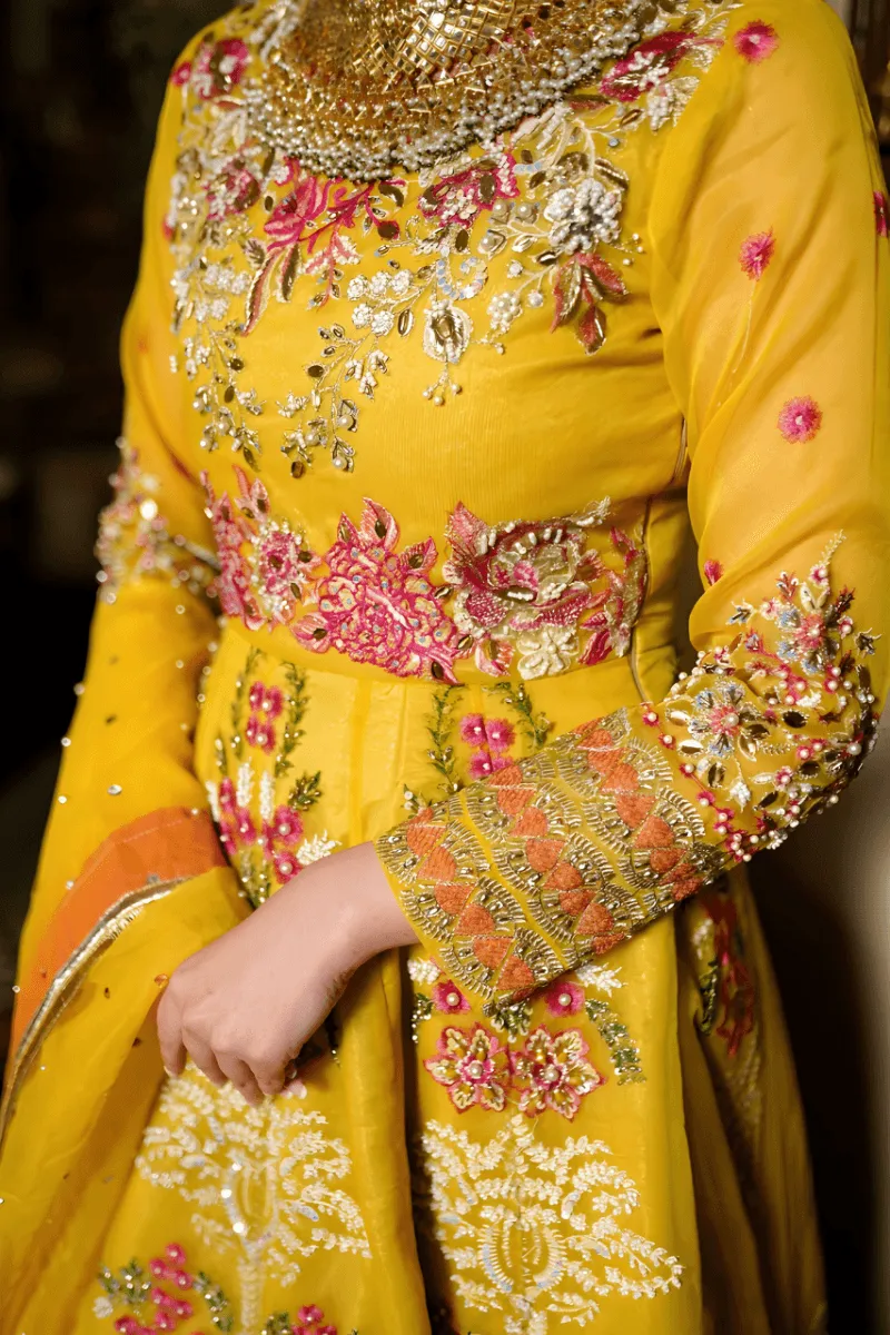 Zahra Ahmad - Eb-142 - Yellow - Organza - 2 Piece