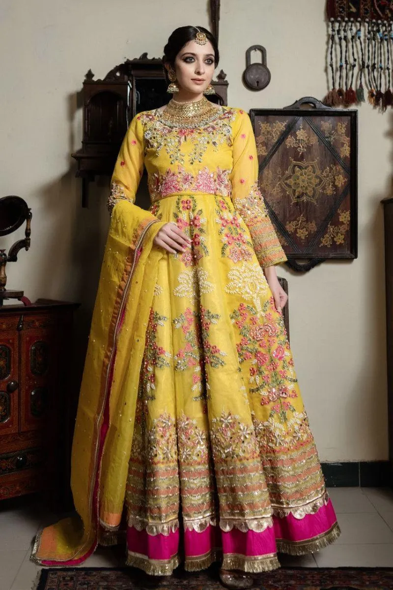 Zahra Ahmad - Eb-142 - Yellow - Organza - 2 Piece