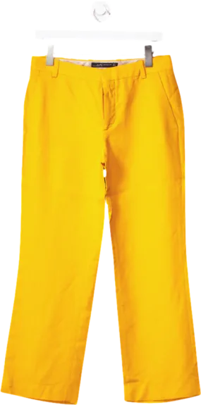 ZARA Orange Linen Blend Straight Cropped Trousers UK S