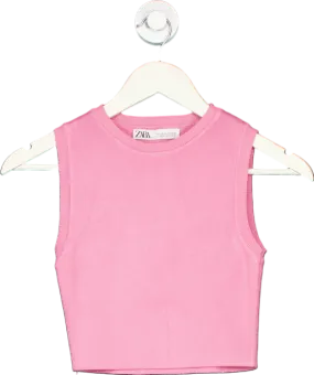 Zara Pink Sleeveless Crop Top UK S