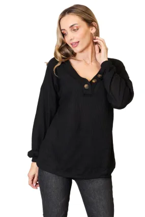 Zenana Buttoned Long Sleeve Blouse
