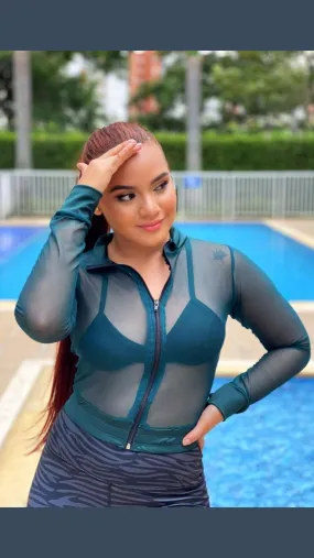 Zip-Up Teal Mesh Jacket