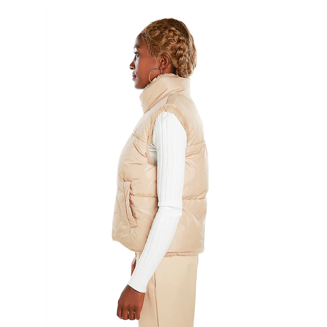 Zipper Reversible Sleeveless Jacket