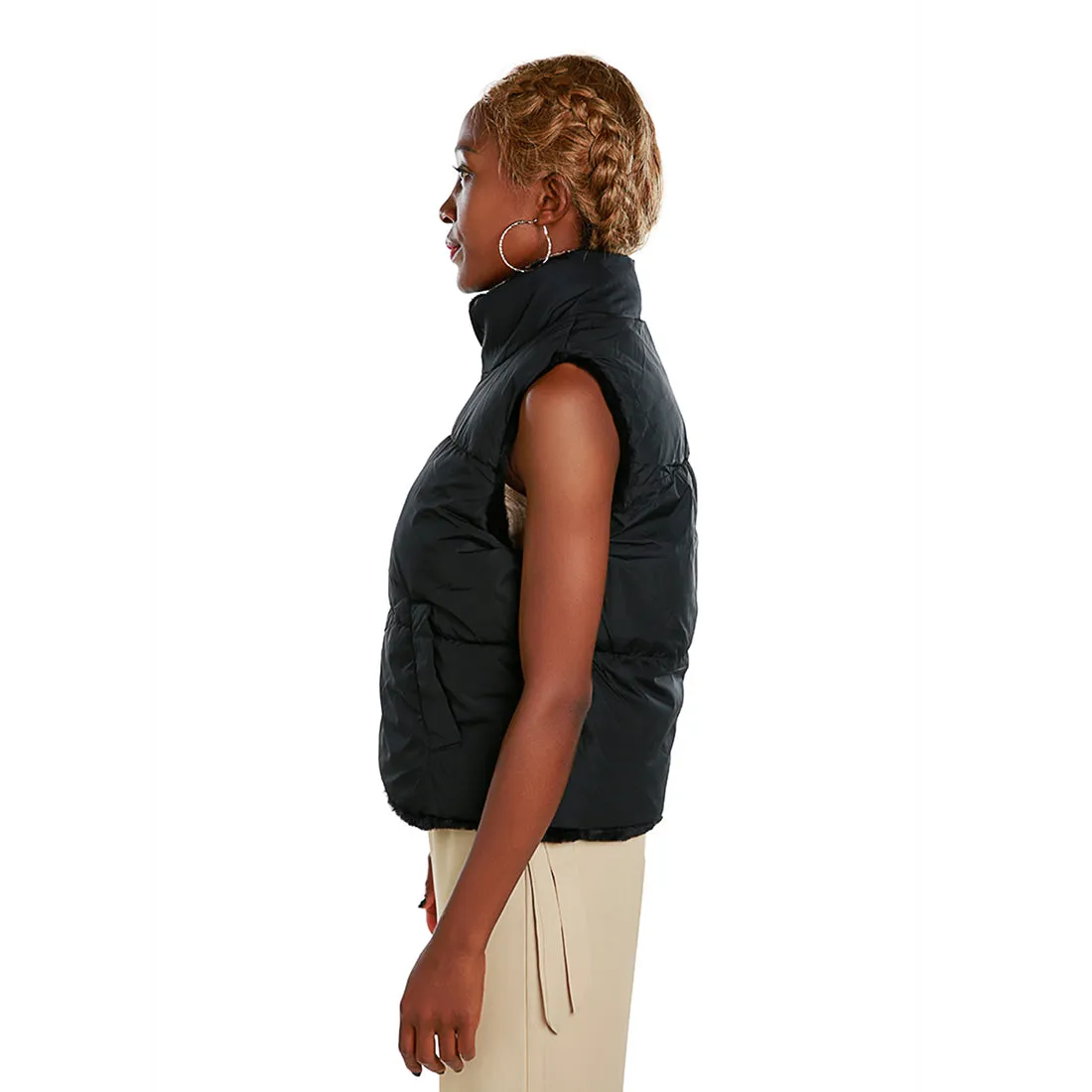 Zipper Reversible Sleeveless Jacket
